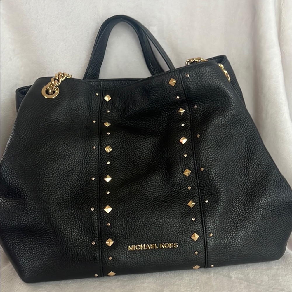 Michael Kors Black and Gold Studded Tote